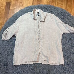 Venti6 Light Gray Linen Button Up Shirt Size S